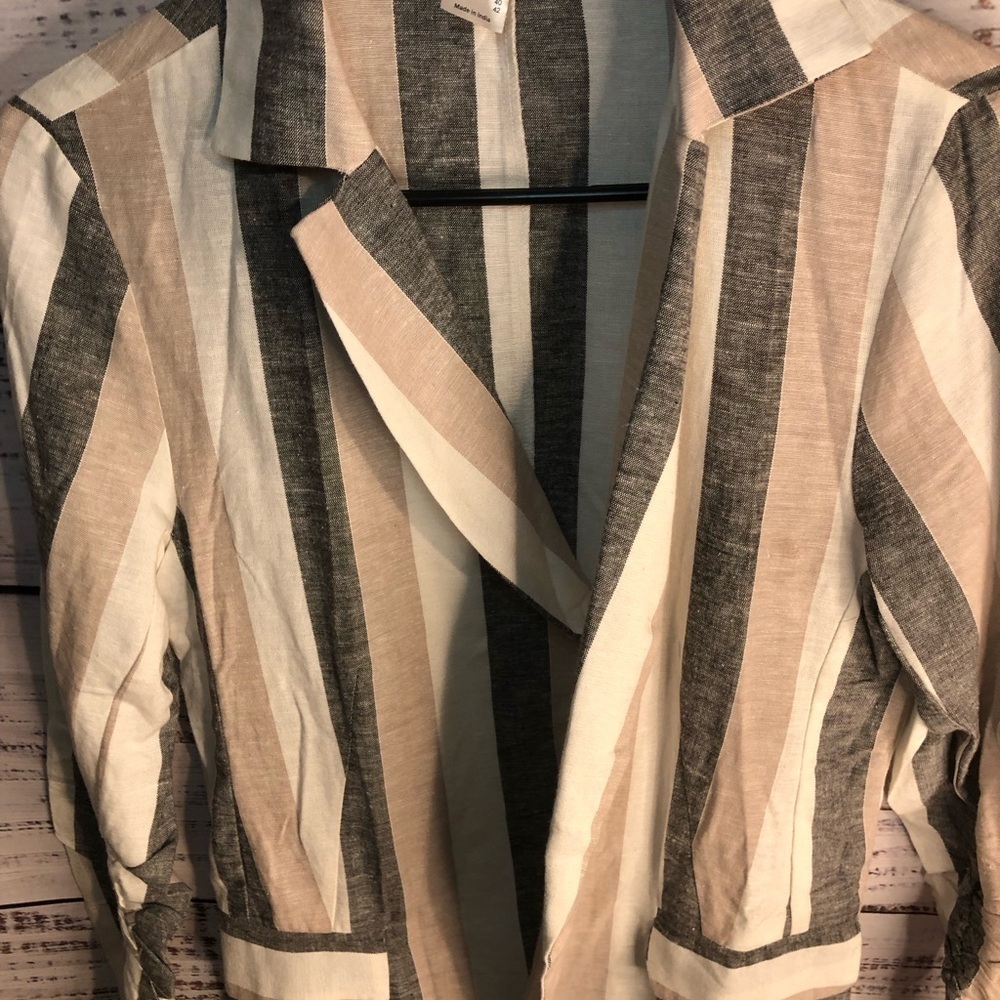 Venus Striped Blazer - Gray, Cream, Tan - Picture 15 of 15